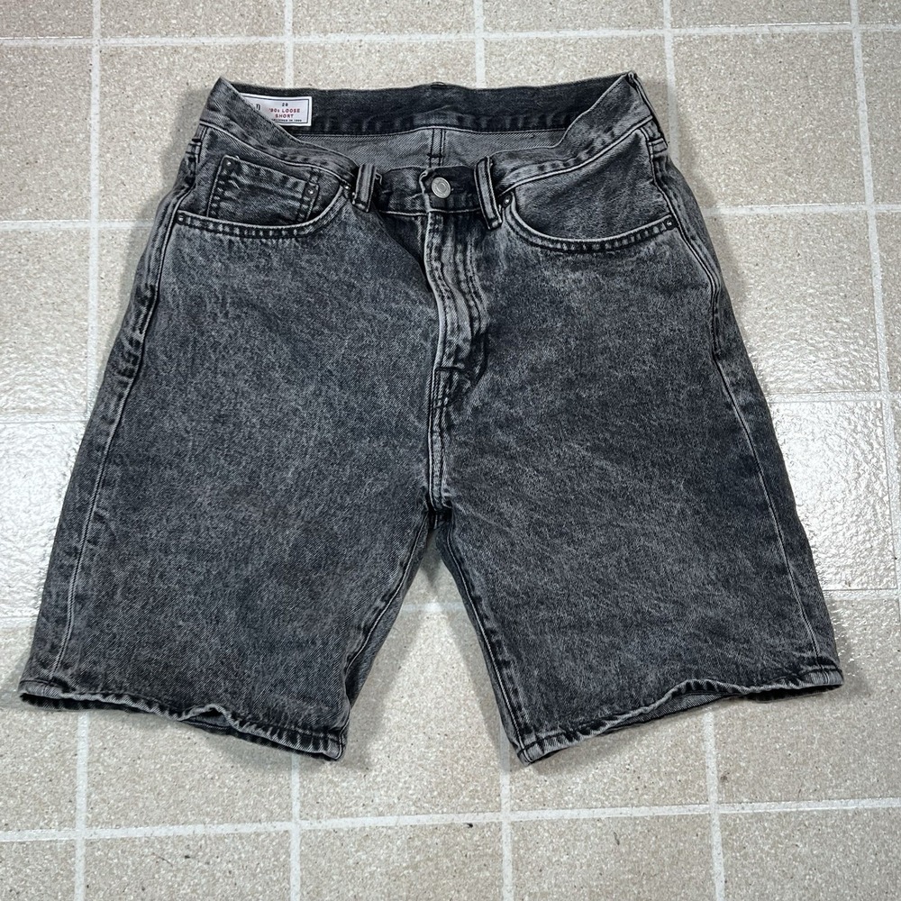 Mens Gap 90s Loose‎ Grey Washed Jean Shorts Size 28